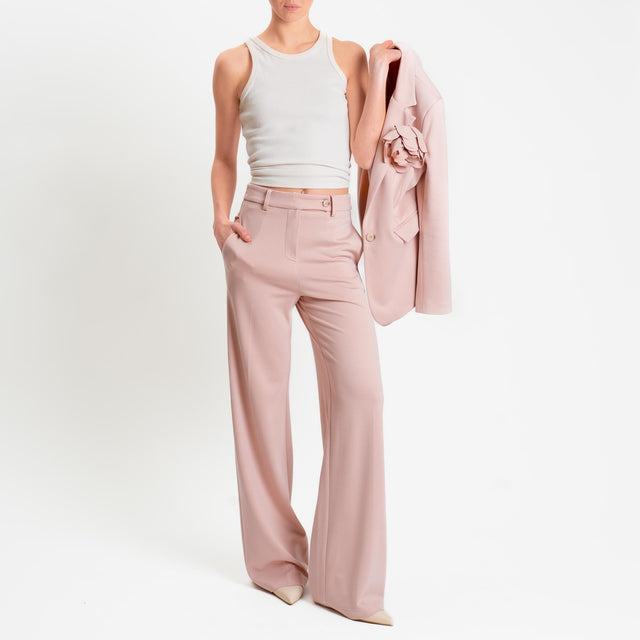 Tensione in-Pantalone punto milano wide leg - rosa