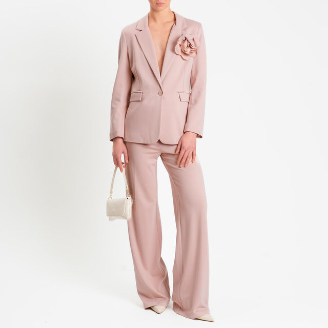 Tensione in-Pantalone punto milano wide leg - rosa
