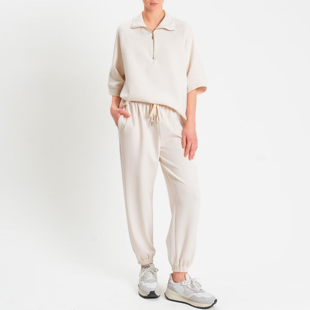 Tensione in-Pantalone in felpa con coulisse - avorio