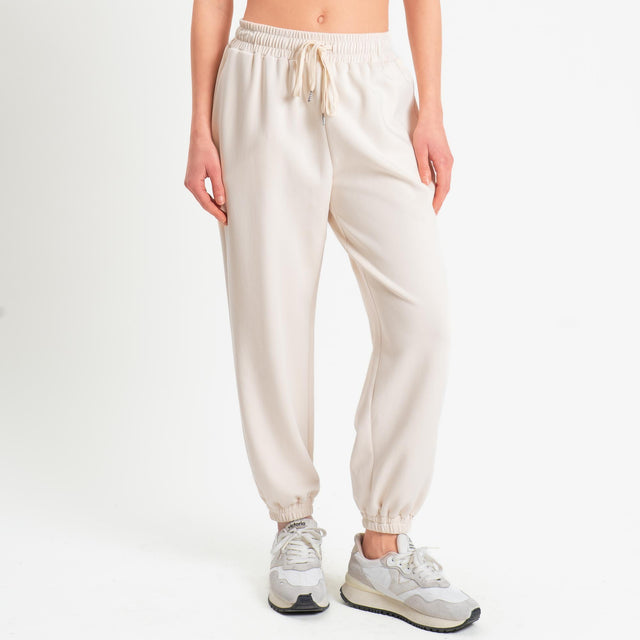 Tensione in-Pantalone in felpa con coulisse - avorio