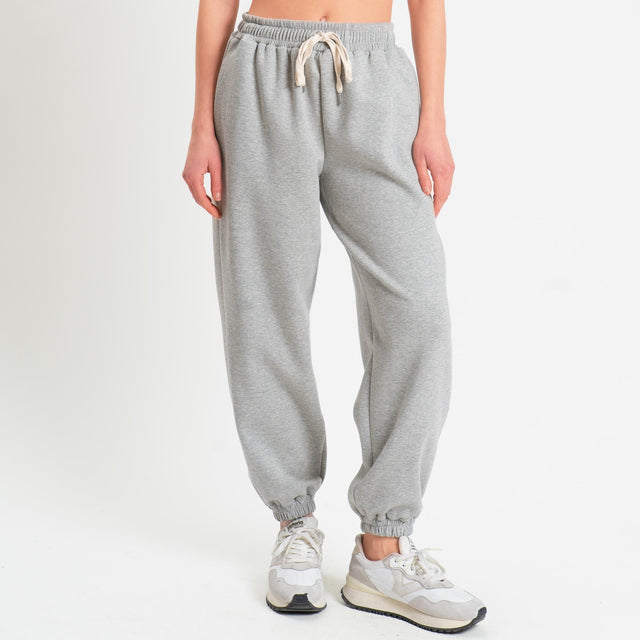 Tensione in-Pantalone in felpa con coulisse - grigio