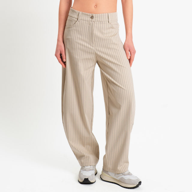 Tensione in-Pantalone gessato barrel fit - mastice