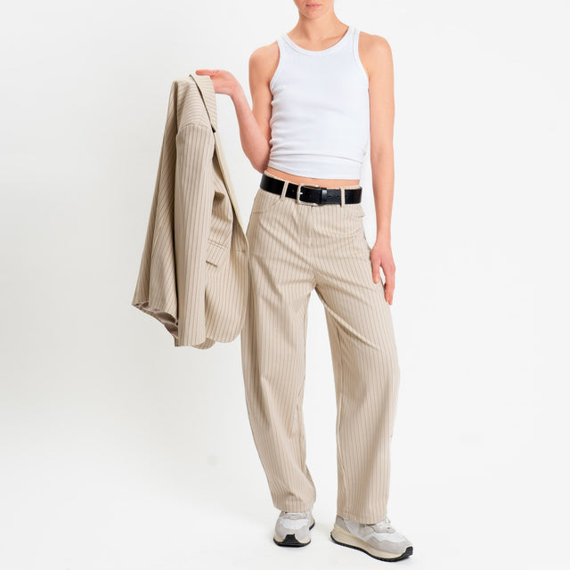 Tensione in-Pantalone gessato barrel fit - mastice