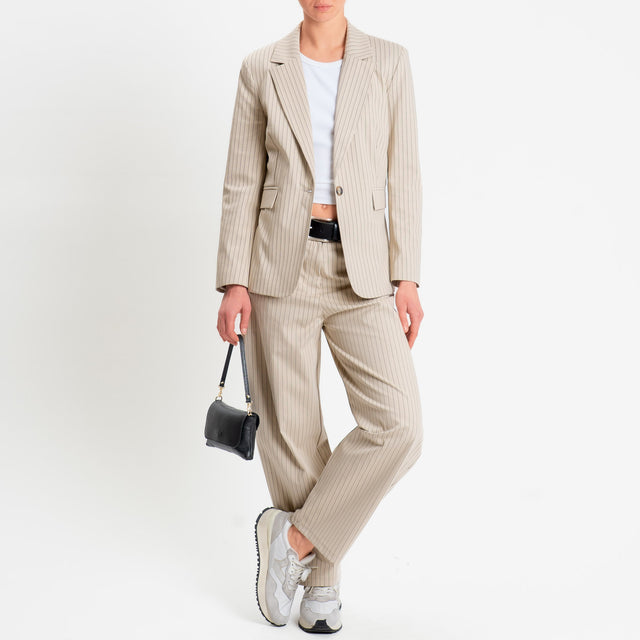 Tensione in-Pantalone gessato barrel fit - mastice