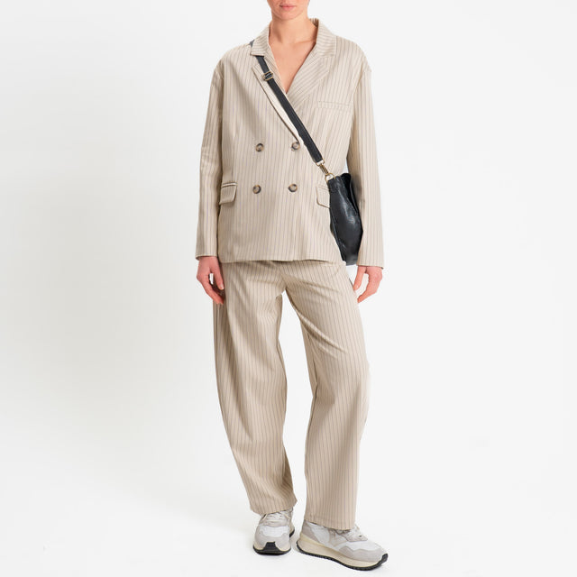 Tensione in-Pantalone gessato barrel fit - mastice