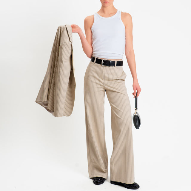 Tensione in-Pantalone gessato wide leg - mastice