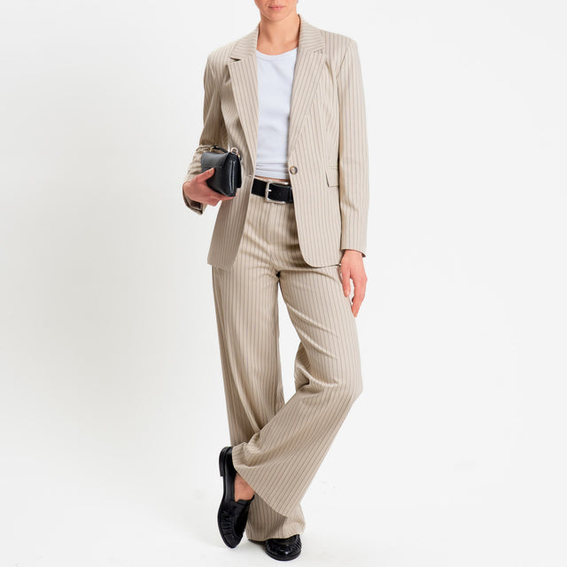 Tensione in-Pantalone gessato wide leg - mastice