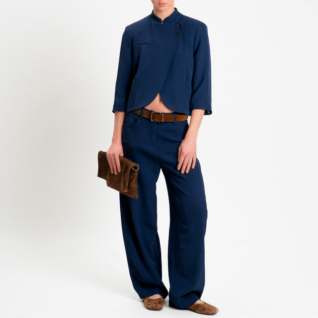 Tensione in-Pantalone wide leg tessuto fluido - blu