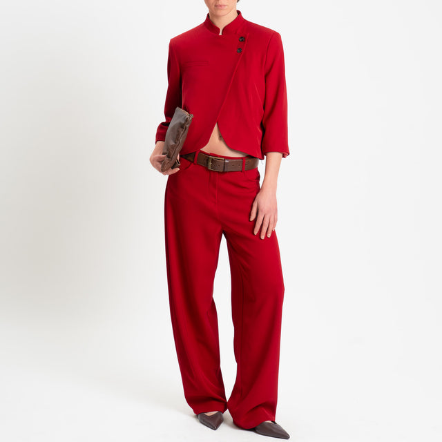 Tensione in-Pantalone wide leg tessuto fluido - rosso