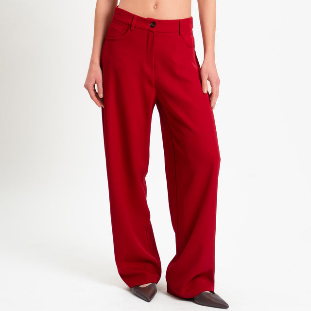 Tensione in-Pantalone wide leg tessuto fluido - rosso