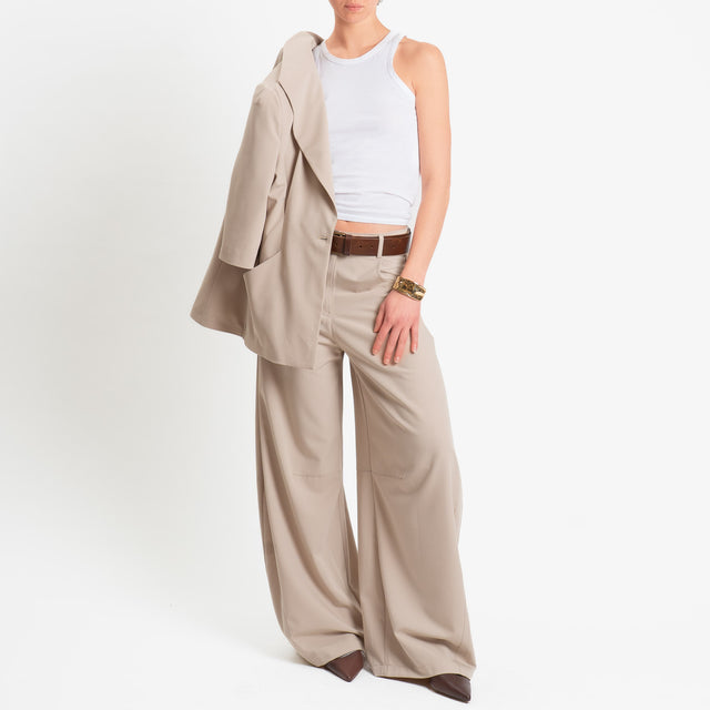 Tensione in-Pantalone wide leg barrel fit - beige