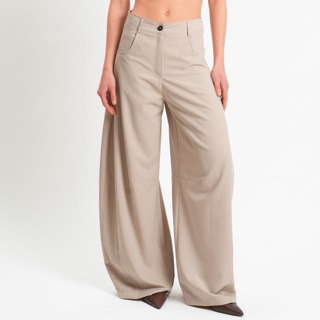 Tensione in-Pantalone wide leg barrel fit - beige