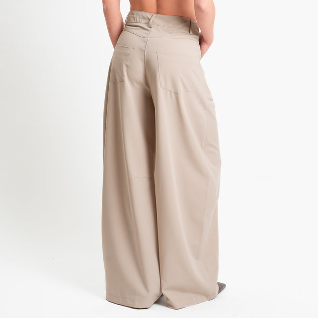 Tensione in-Pantalone wide leg barrel fit - beige