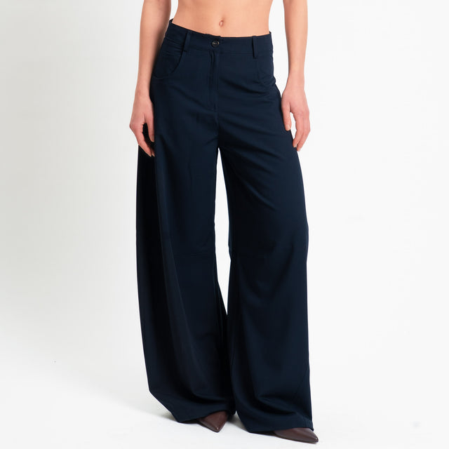 Tensione in-Pantalone wide leg barrel fit - blu