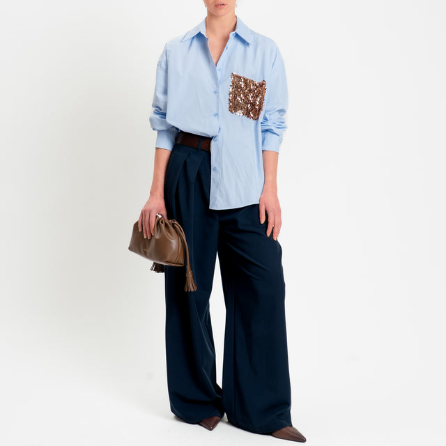 Tensione in-Pantalone wide leg con pinces - blu