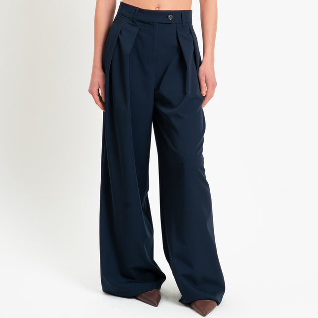 Tensione in-Pantalone wide leg con pinces - blu
