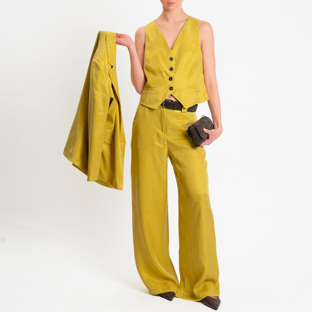Tensione in-Pantalone wide leg tessuto cupro - girasole