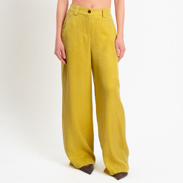 Tensione in-Pantalone wide leg tessuto cupro - girasole