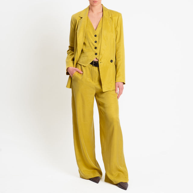 Tensione in-Pantalone wide leg tessuto cupro - girasole