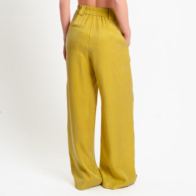 Tensione in-Pantalone wide leg tessuto cupro - girasole