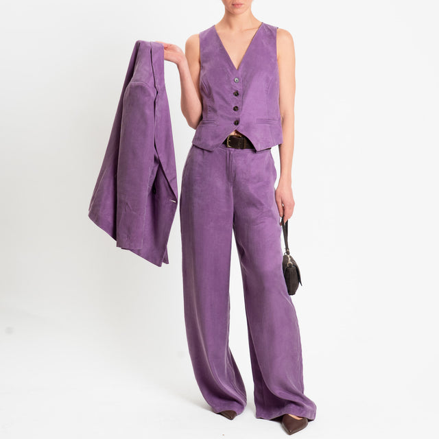 Tensione in-Pantalone wide leg tessuto cupro - lavanda