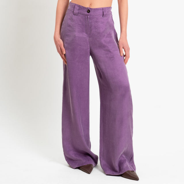 Tensione in-Pantalone wide leg tessuto cupro - lavanda