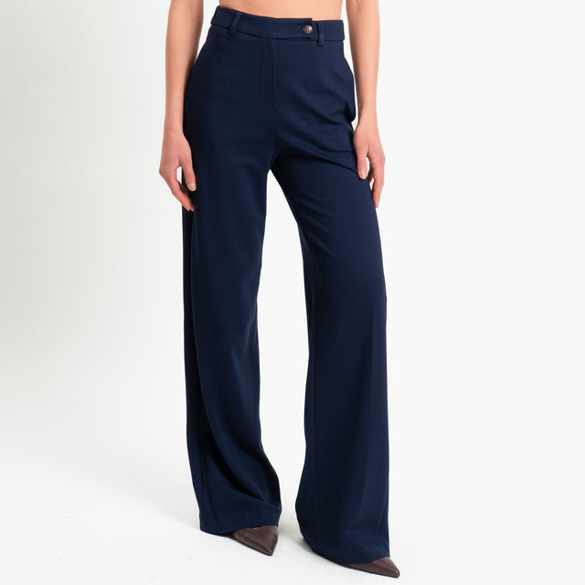 Tensione in-Pantalone punto milano wide leg fit - blu
