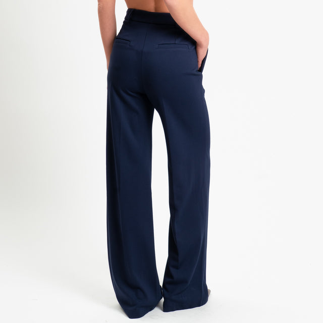 Tensione in-Pantalone punto milano wide leg fit - blu