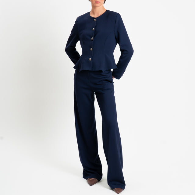 Tensione in-Pantalone punto milano wide leg fit - blu