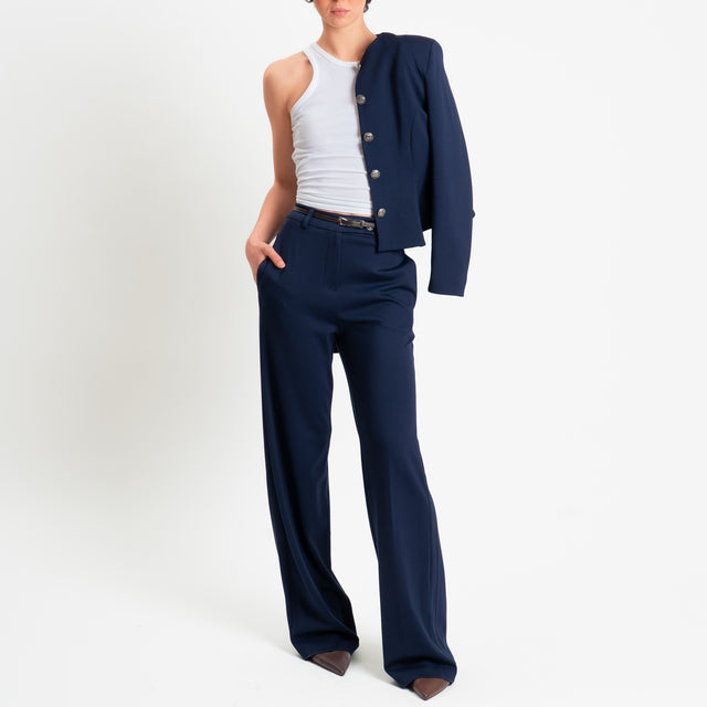 Tensione in-Pantalone punto milano wide leg fit - blu