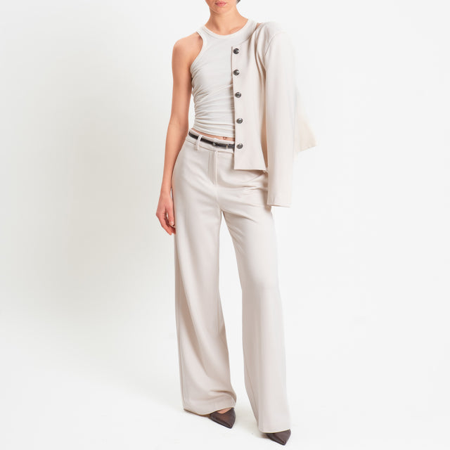 Tensione in-Pantalone punto milano wide leg fit - gesso