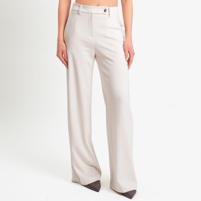 Tensione in-Pantalone punto milano wide leg fit - gesso