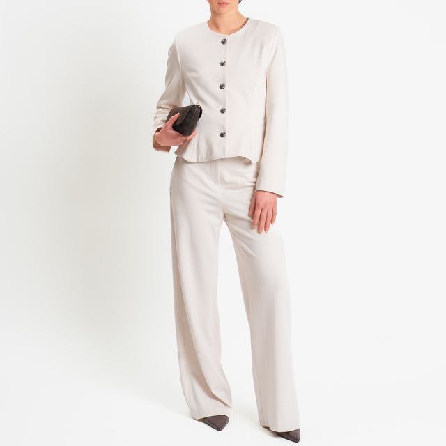 Tensione in-Pantalone punto milano wide leg fit - gesso