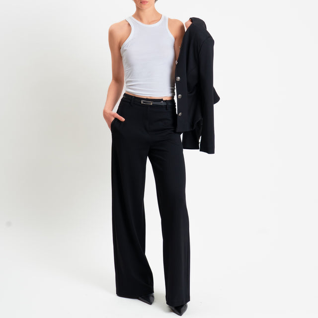 Tensione in-Pantalone punto milano wide leg fit - nero