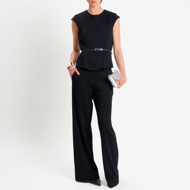 Tensione in-Pantalone punto milano wide leg fit - nero