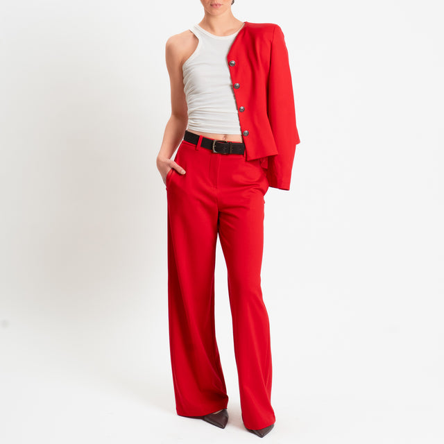 Tensione in-Pantalone punto milano wide leg fit - rosso