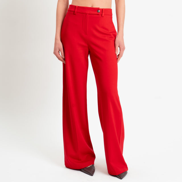 Tensione in-Pantalone punto milano wide leg fit - rosso