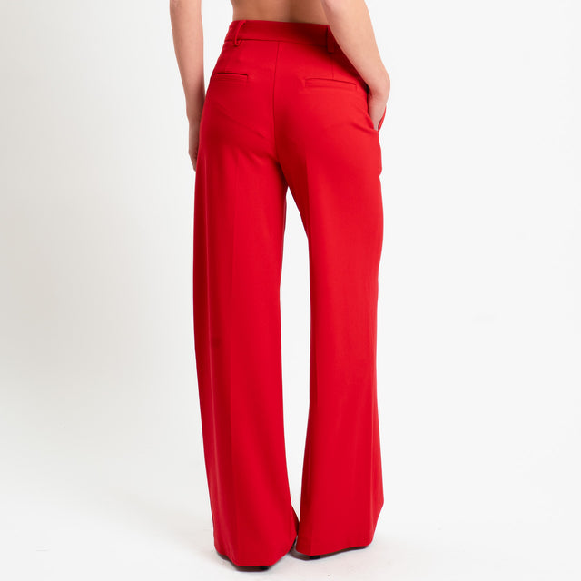 Tensione in-Pantalone punto milano wide leg fit - rosso