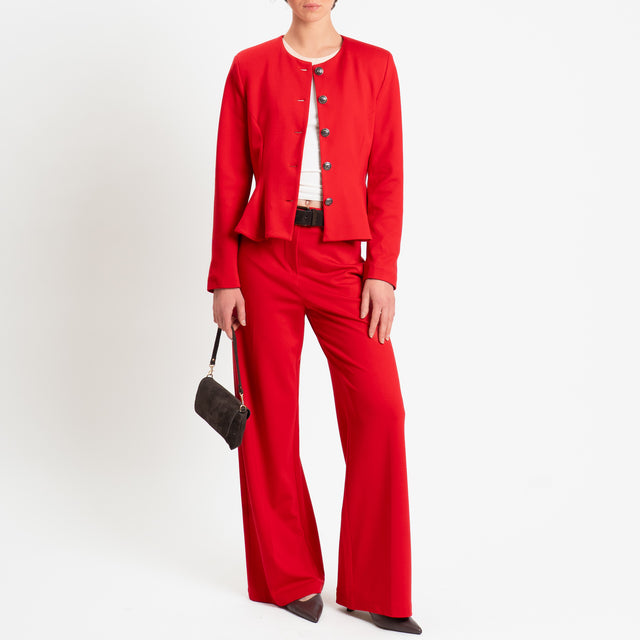 Tensione in-Pantalone punto milano wide leg fit - rosso