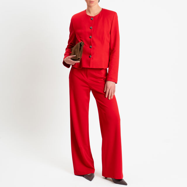 Tensione in-Pantalone punto milano wide leg fit - rosso