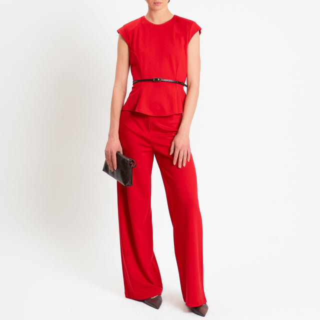 Tensione in-Pantalone punto milano wide leg fit - rosso