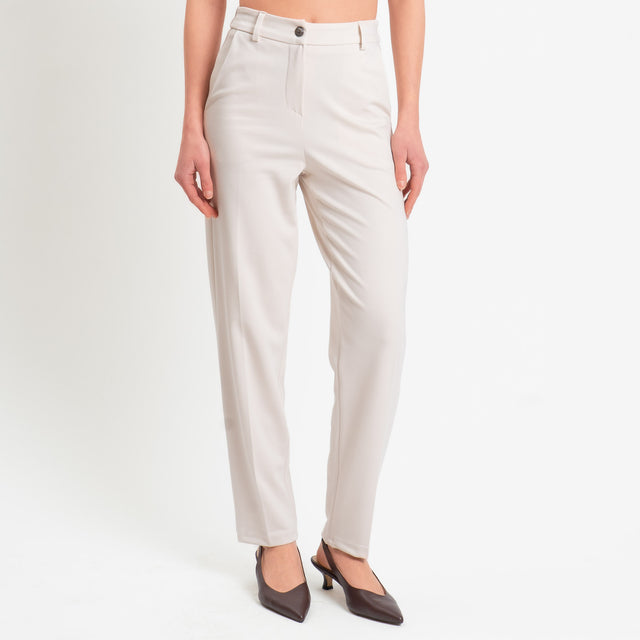 Tensione in-Pantalone punto milano elastico dietro - gesso