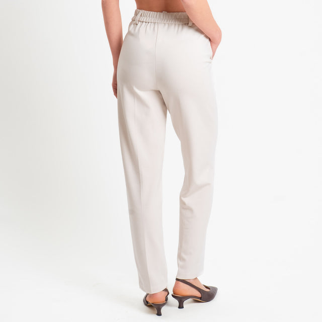 Tensione in-Pantalone punto milano elastico dietro - gesso