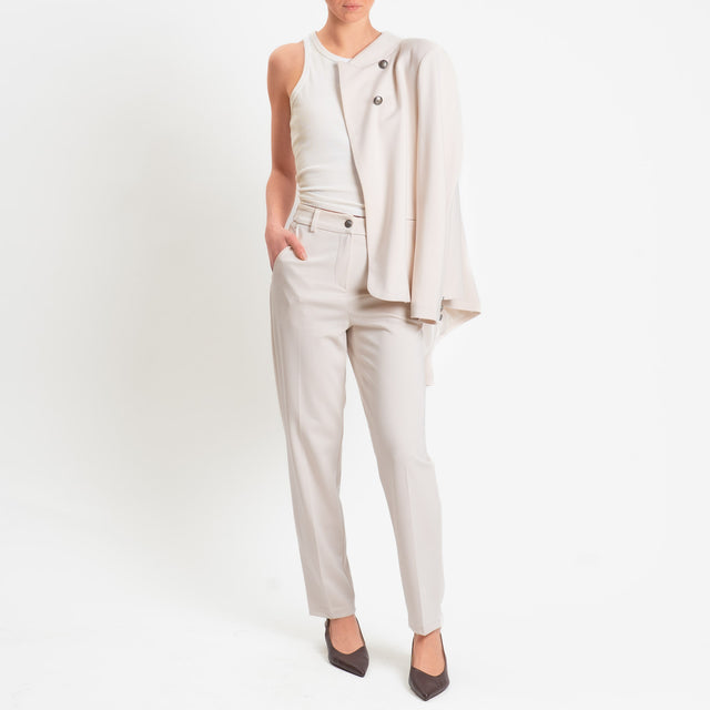 Tensione in-Pantalone punto milano elastico dietro - gesso