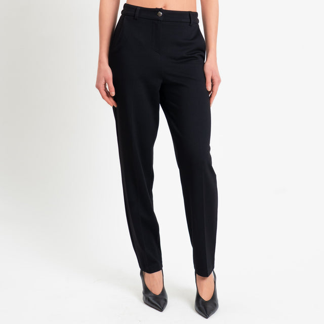 Tensione in-Pantalone punto milano elastico dietro - nero