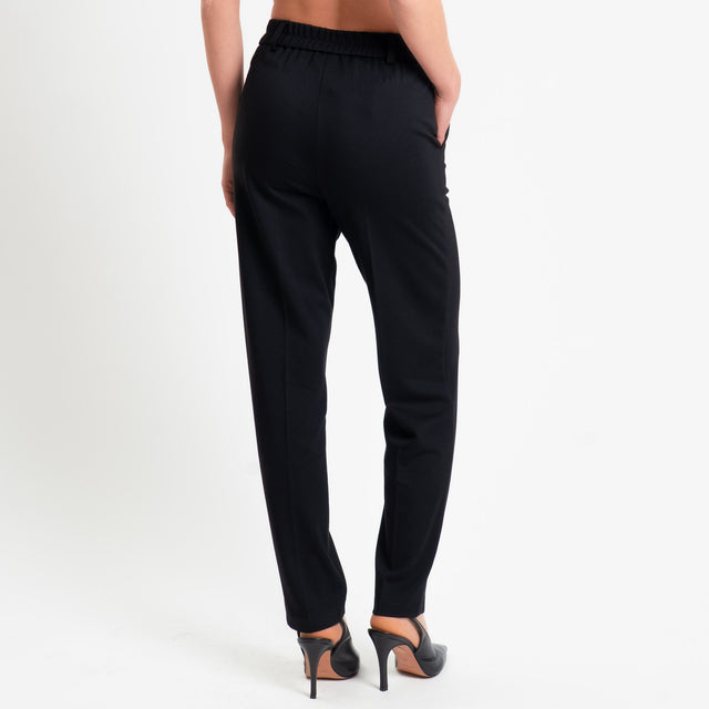 Tensione in-Pantalone punto milano elastico dietro - nero