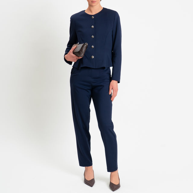 Tensione in-Pantalone punto milano elastico dietro - blu
