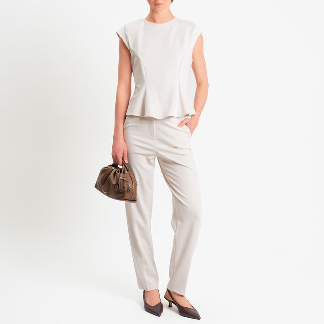 Tensione in-Pantalone punto milano elastico dietro - gesso