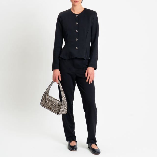 Tensione in-Pantalone punto milano elastico dietro - nero