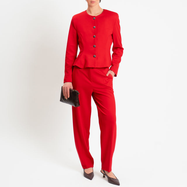 Tensione in-Pantalone punto milano elastico dietro - rosso